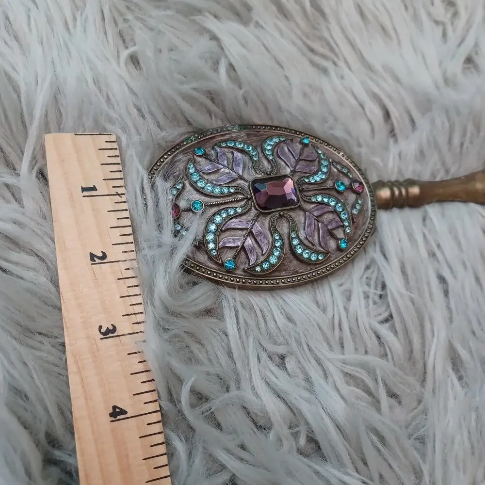 Alexander Kalifano Enameled Jeweled Decorative Butterflies Hand Held Mirror